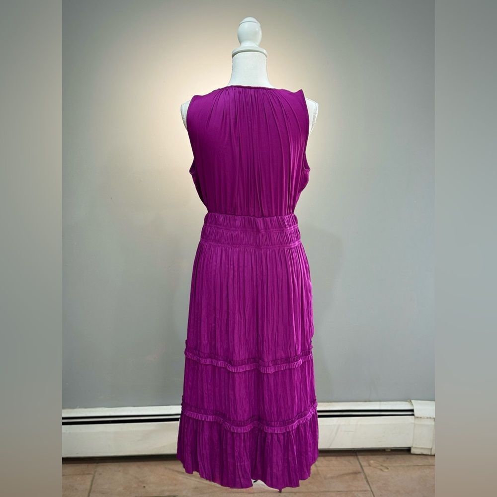Purple WHBM Pleated Wrap Dress Size S - Picture 2 of 6